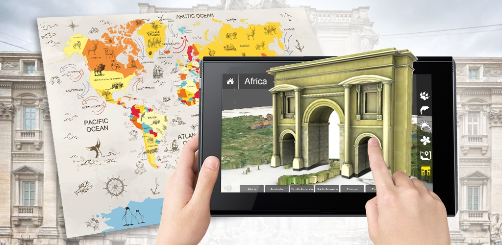 Augmented Reality World Map (Physical product + Geography App
