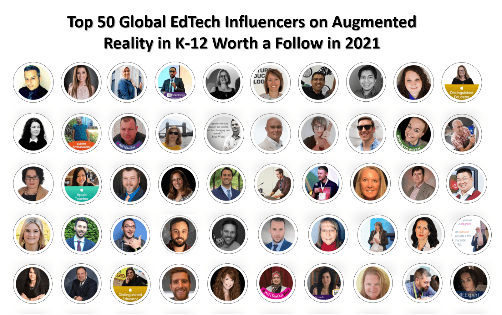 Top 50 Global EdTech Influencers on Augmented Reality in K-12 Worth a Follow in 2021